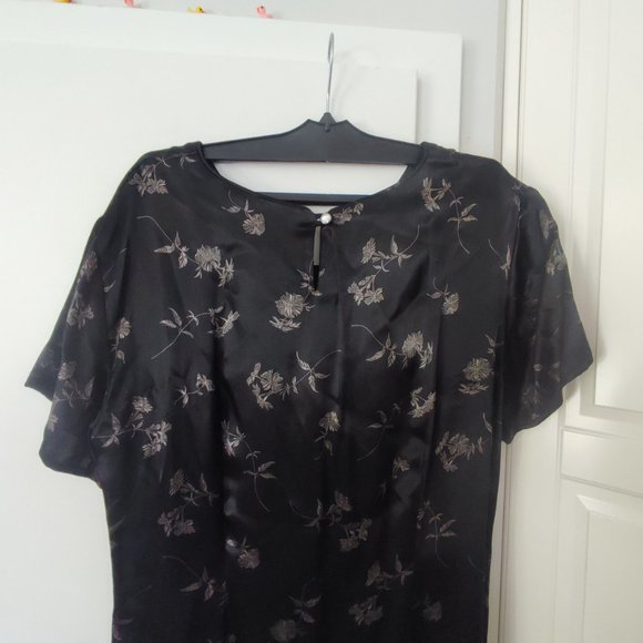 GAP Maxi Dress black with beige floral design woman's size 10 - Picture 2 of 9